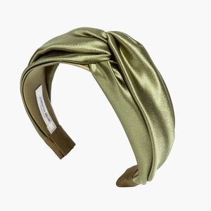 Jennifer Behr Olive Green Twist Silk Satin Headband